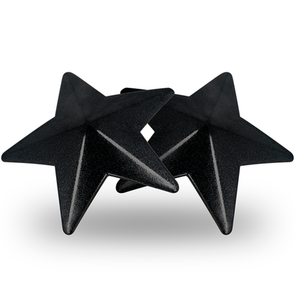 Close-up das Coberturas para Mamilos COQUETTE CHIC DESIRE Black Stars, destacando o design em estrela e material.