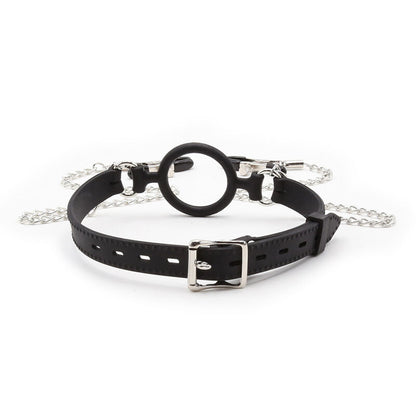 OHMAMA FETISH Mordaça de Argola com Correntes e Grampos de Bico para BDSM e fetiche.