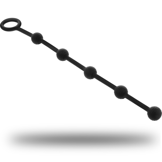 Detalhe da Corrente Anal de Silicone OHMAMA 23 cm, mostrando o material hipoalergénico e o anel de remoção segura.