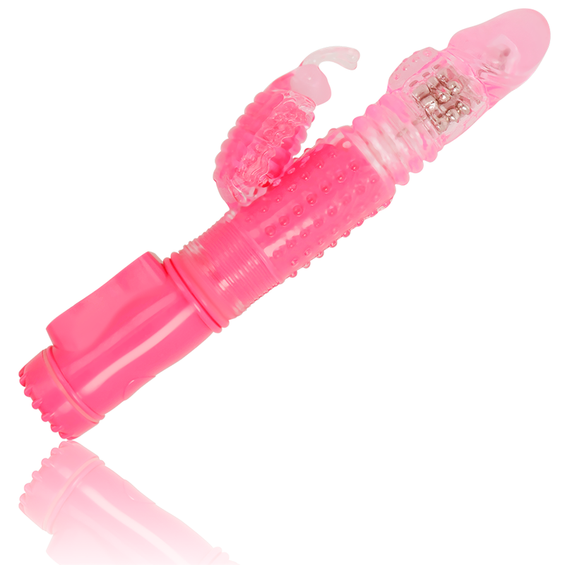 Vibrador rotativo OHMAMA com estimulador clitoriano tipo coelho em silicone hipoalergénico