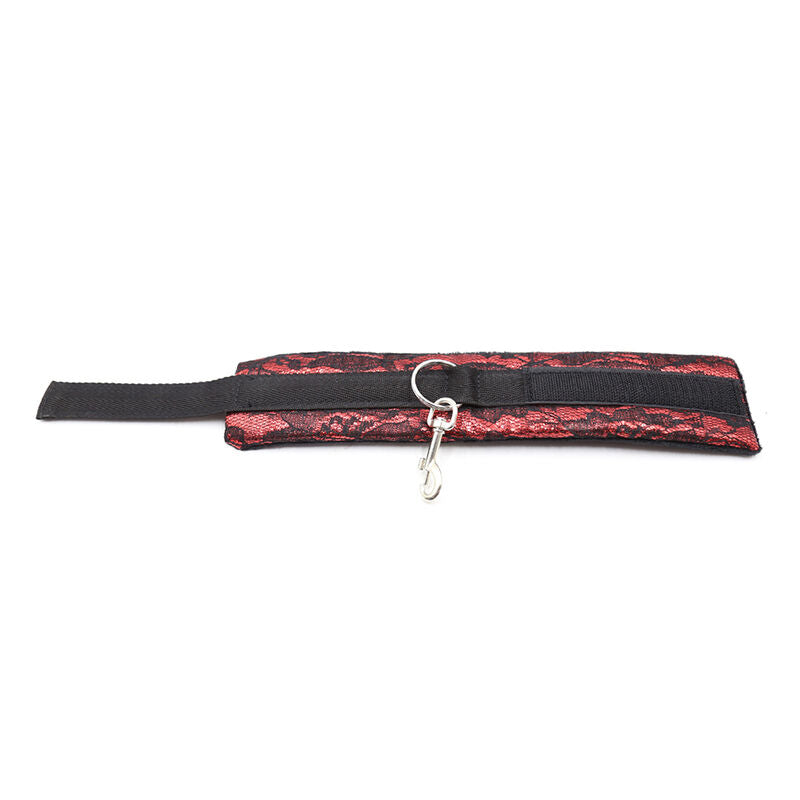 Algemas de veludo OHMAMA FETISH vermelhas e pretas com fita de nylon ajustável para BDSM.