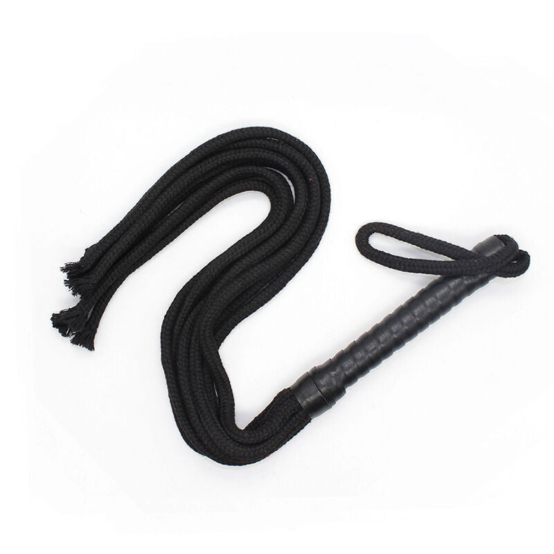 OHMAMA FETISH Chicote de Corda BDSM de 56cm, com detalhes em PVC, madeira e poliéster.