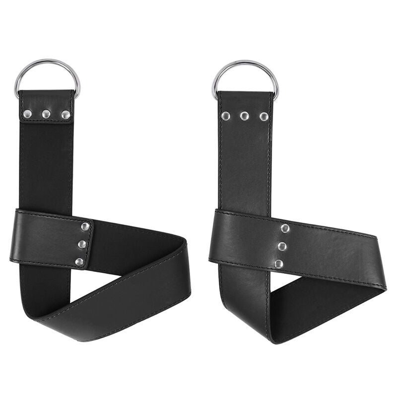 Algemas de Suspensão Ohmama Fetish para Pulso e Tornozelo, detalhe do material PVC e metal.