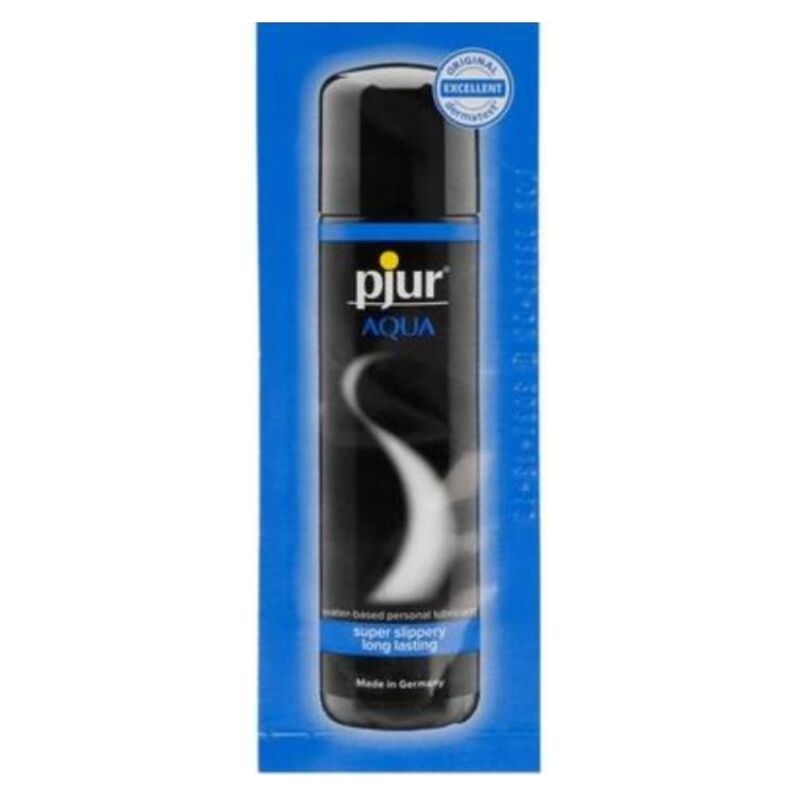 Embalagem do Pjur Lubrificante Íntimo À Base de Água Básico 2 ml, destacando o design discreto.