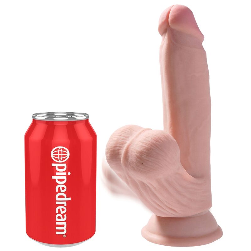 Dildo Realista Plus 3D com Bolas Balançando 15.2 cm Pele Clara
