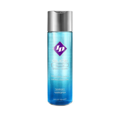 Frasco de ID Glide Lubrificante Íntimo à Base de Água 130ml, destacando a embalagem do produto.