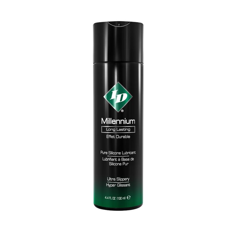 Frasco de ID MILLENIUM Lubrificante Silicone 130ml para deslizamento prolongado.