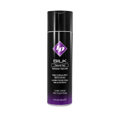 ID Silk Lubrificante Híbrido de Silicone/Água Sensação Natural 130ml, embalagem do produto.
