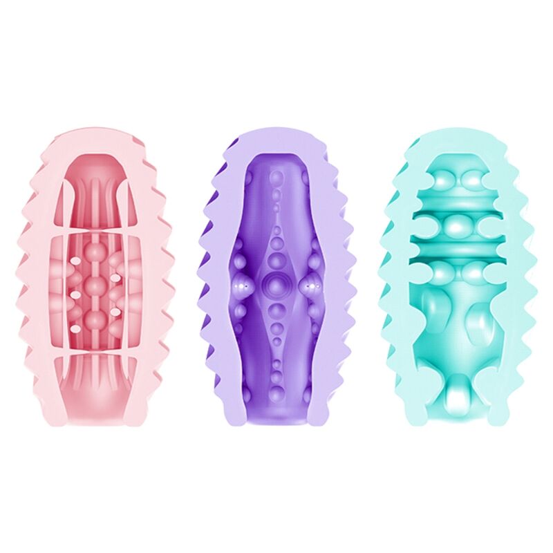 Pack de 15 Ovos Masturbadores PRETTY LOVE Dupla Face com texturas variadas para prazer masculino.