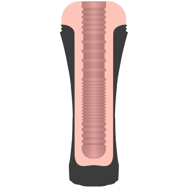 Masturbador masculino Jamyjob com abertura em forma de vagina, exibindo a textura interna.