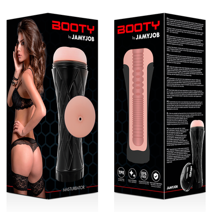 Masturbador Jamyjob com entrada anal, interior texturizado e design ergonómico.