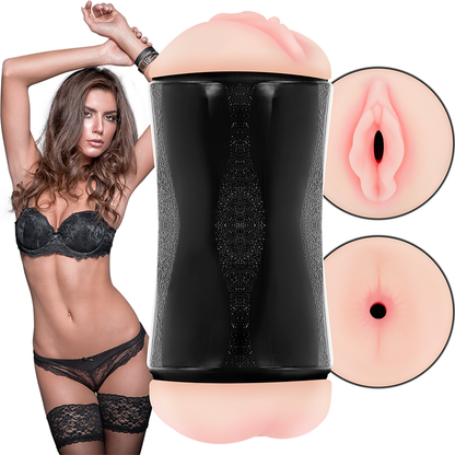 Masturbador masculino Jamyjob Randy de dupla entrada com texturas realistas de vagina e ânus.