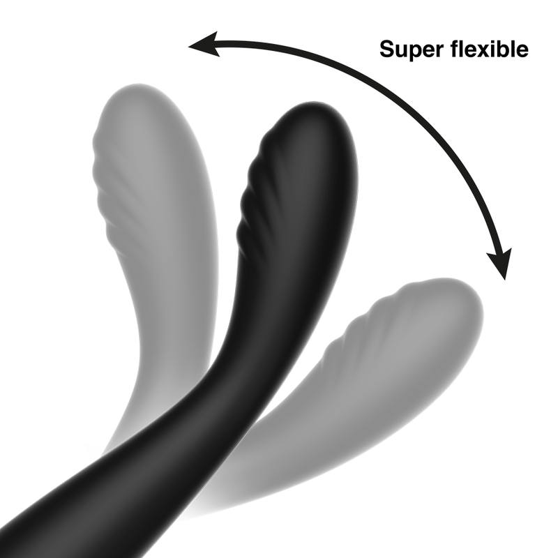 Close-up do vibrador flexível IBIZA para ponto G e clitóris, mostrando o design ergonómico e material de silicone de alta qualidade.