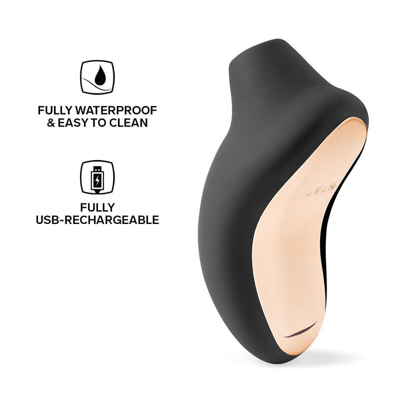 Detalhe do LELO Estimulador de Clitóris SONA 2 Cruise Preto, destacando o design elegante e a textura do silicone.