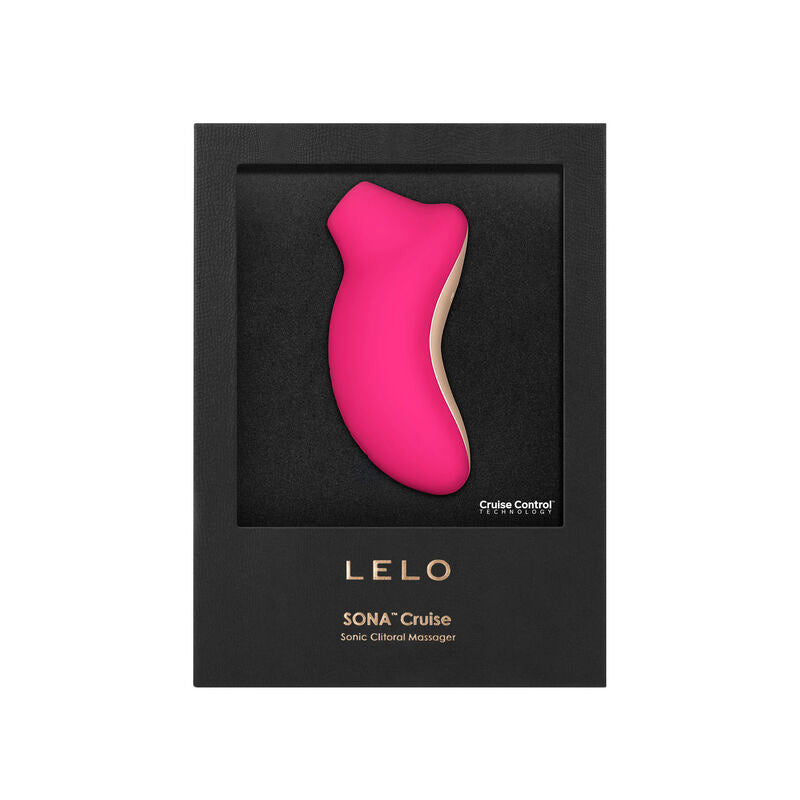Close-up of the LELO Estimulador de Clítoris Sona 2 Cruise Cherry, showing its design and soft silicone texture.