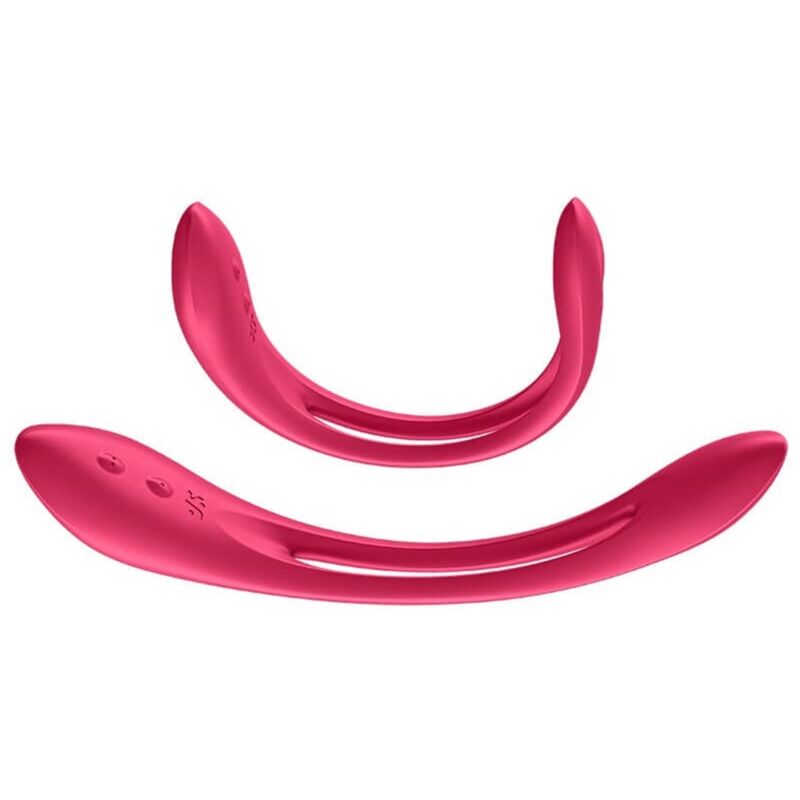 Satisfyer Multi Vibrador Elastic Joy Vermelho Flexível mostrando seu design ergonômico e material de silicone.