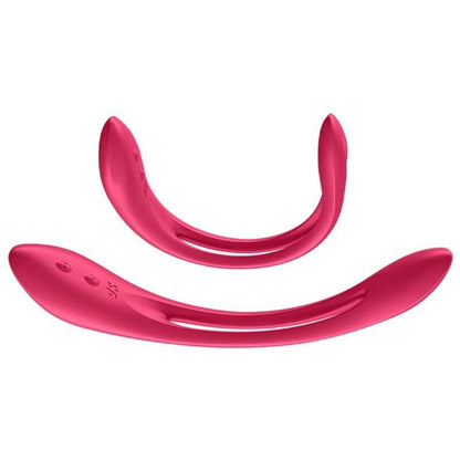 Satisfyer Multi Vibrador Elastic Joy Vermelho Flexível mostrando seu design ergonômico e material de silicone.