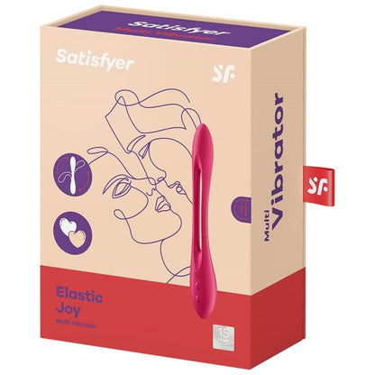 Satisfyer Multi Vibrador Elastic Joy Vermelho Flexível mostrando seu design ergonômico e material de silicone.