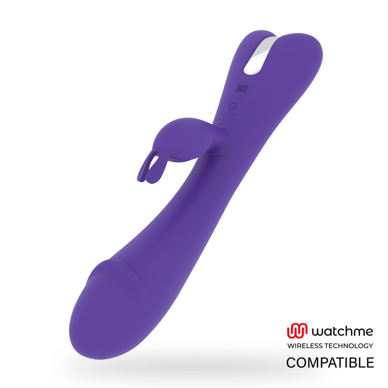 Close-up do Vibrador Coelho MR BOSS Aitor com Watchme Wireless e Dupla Estimulação, mostrando sua textura de silicone e formato ergonómico.