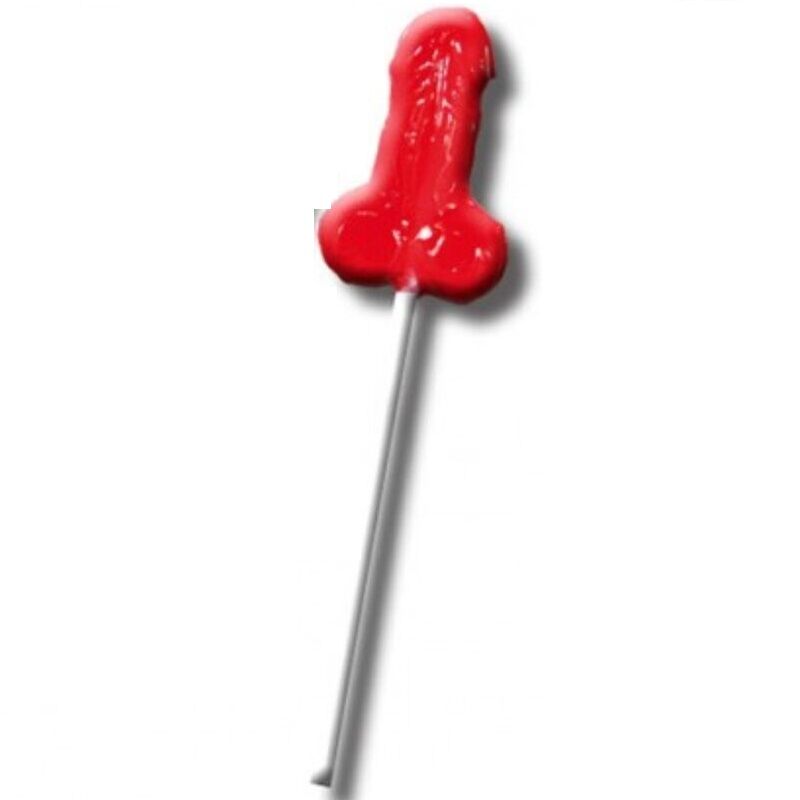 Pirulito de Goma em Formato de Pénis com Sabor Morango