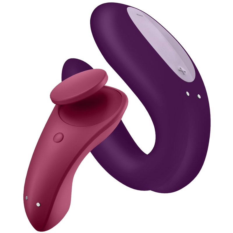 Satisfyer Partner Box 1, kit de vibradores para casal com controlo por app, mostrando o Double Joy e o Sexy Secret de silicone médico.