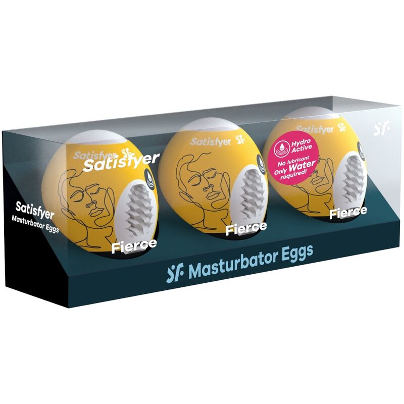 Kit Satisfyer Ovos Masturbadores Fierce 3 Peças Hydro-Active, mostrando texturas internas e flexibilidade.