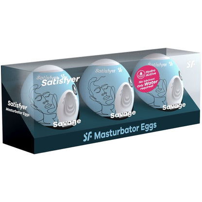 Satisfyer 3 Ovos Masturbadores Savage para prazer masculino com tecnologia Hydro-Active
