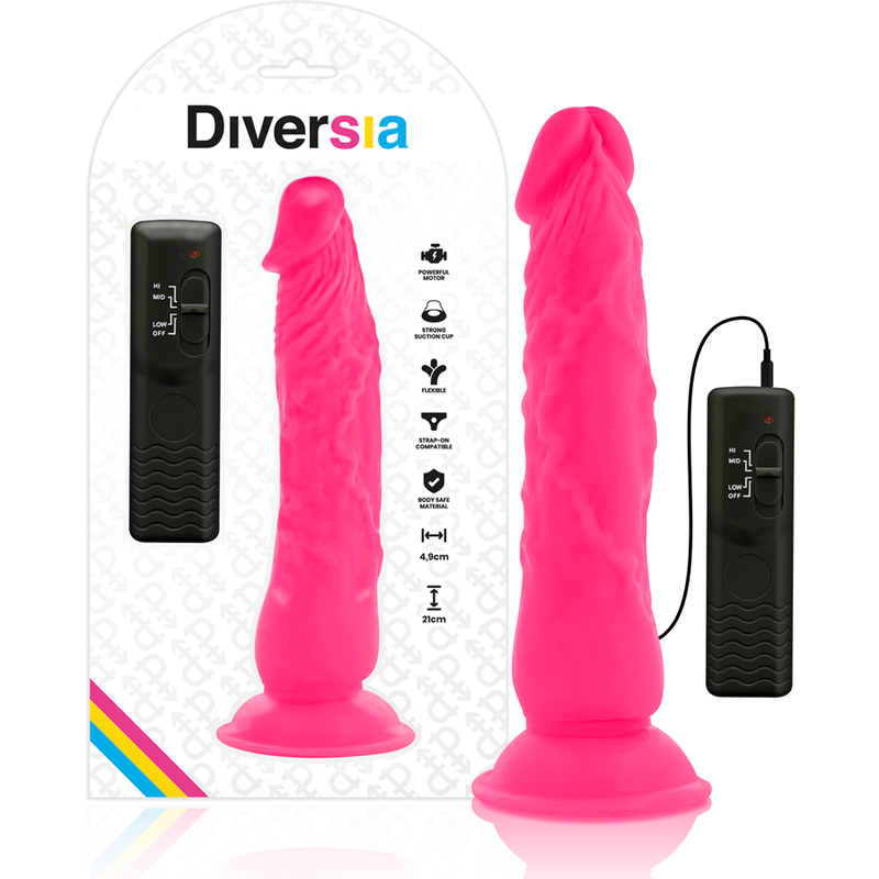 Close-up do Vibrador Flexível Diversia Rosa com Controlo Remoto, mostrando seu design ergonómico e material suave.