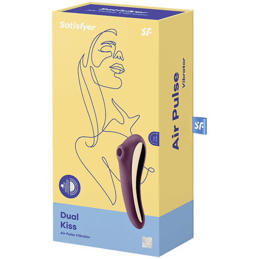 Close-up of the Satisfyer Vibrador Dual Kiss Air Pulse Ponto G Vinho Tinto, highlighting its silicone texture and dual stimulation design.