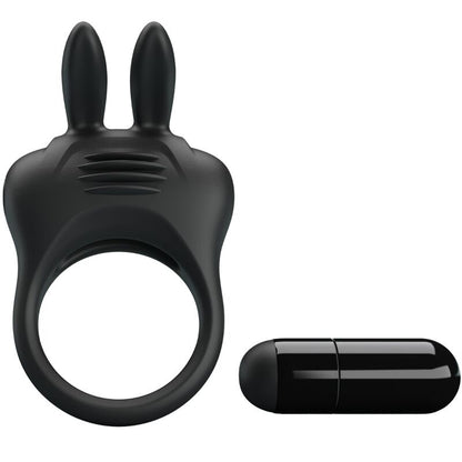 Close-up do Anel Vibrador PRETTY LOVE Davion com Estimulador Clitoriano Coelho, mostrando o design e as características vibratórias.