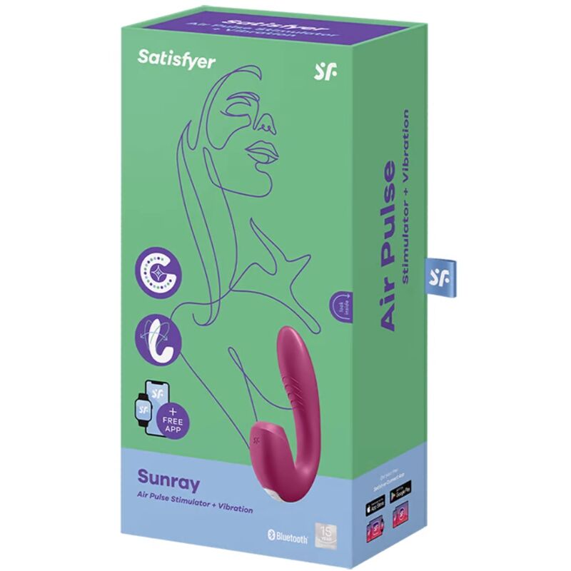Satisfyer Vibrador Estimulador Sunray Vermelho com App Control para prazer duplo de ponto G e clítoris.