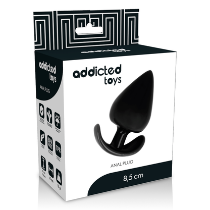 Close-up do Plug Anal Addicted Toys Ergonómico de 8.5 cm, destacando seu design cônico e material de toque suave.