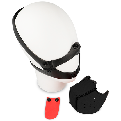 Máscara Focinheira de Cão Ohmama preta para jogos de fetiche e roleplay