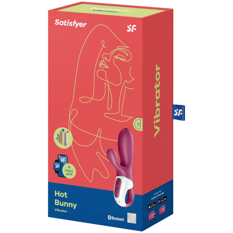 Satisfyer Vibrador Hot Bunny G-Spot com aquecimento e controlo via app, mostrando o seu design ergonómico de silicone e a ponta para ponto G.