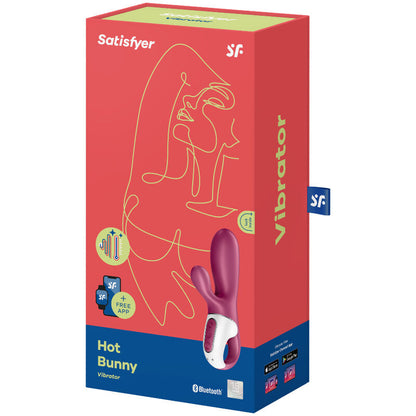 Satisfyer Vibrador Hot Bunny G-Spot com aquecimento e controlo via app, mostrando o seu design ergonómico de silicone e a ponta para ponto G.
