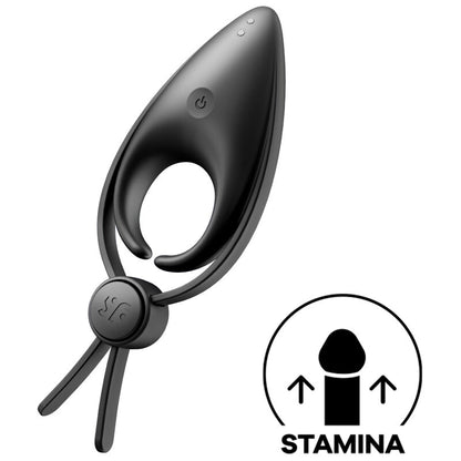 Satisfyer Anel Vibratório Sniper Ring Azul em silicone, destacando o design ajustável e o estimulador