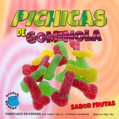 Gomas Comestíveis em Formato de Pénis com Sabor a Fruta