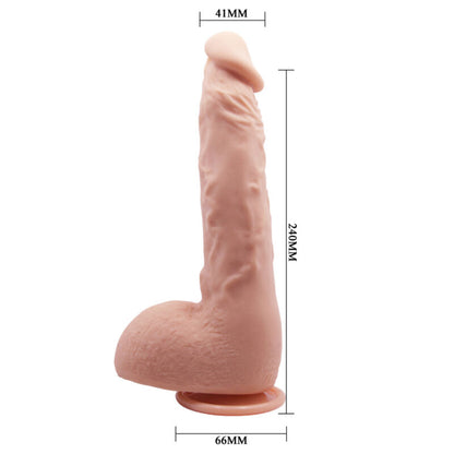 Close-up do Dildo Realista BAILE Jason Natural 24cm, destacando sua textura e ventosa.