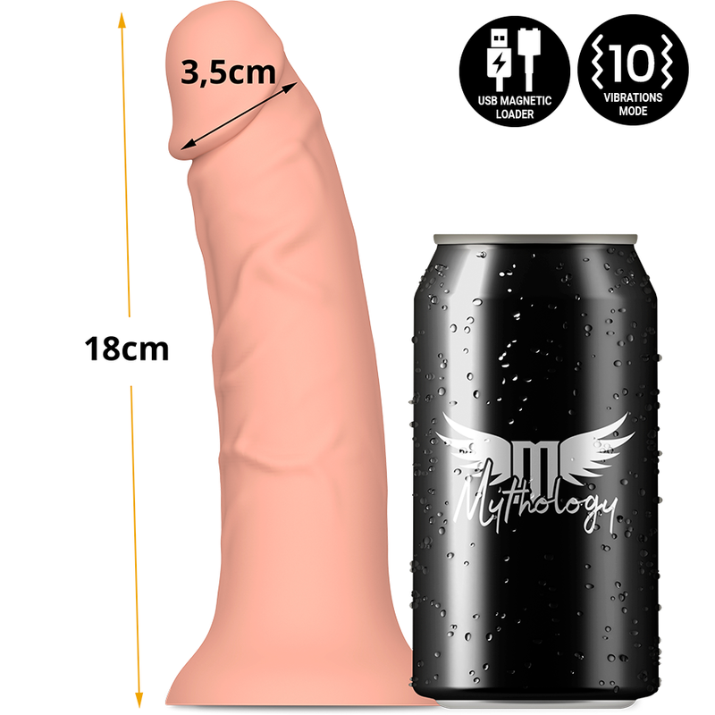Dildo vibrador Mythology Asher Original S com acabamento realista e superfície estriada para prazer intenso.