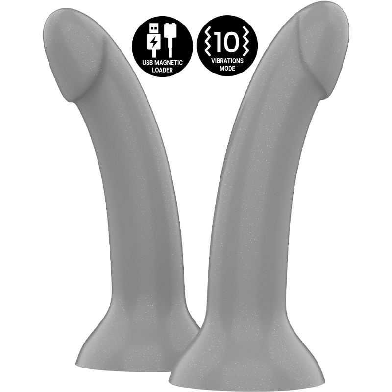 Close-up do Dildo Vibrador MYTHOLOGY Rune Majestic S, mostrando seu acabamento iridescente e design ergonómico.
