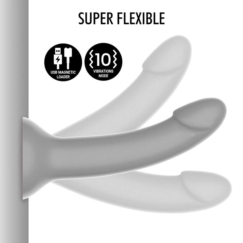 Close-up do Dildo Vibrador MYTHOLOGY Rune Majestic S, mostrando seu acabamento iridescente e design ergonómico.