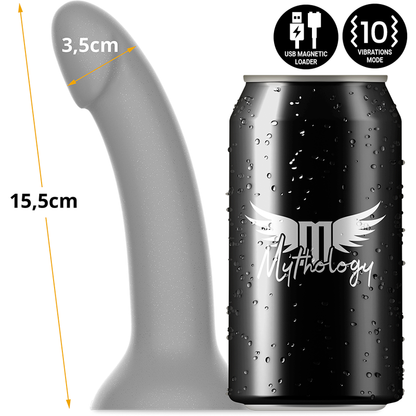 Close-up do Dildo Vibrador MYTHOLOGY Rune Majestic S, mostrando seu acabamento iridescente e design ergonómico.