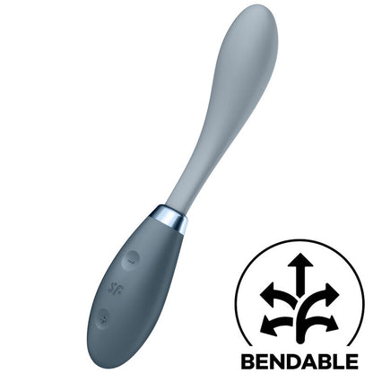 Close-up do Satisfyer Vibrador G-Spot Flex 3, destacando seu design flexível e textura suave de silicone.