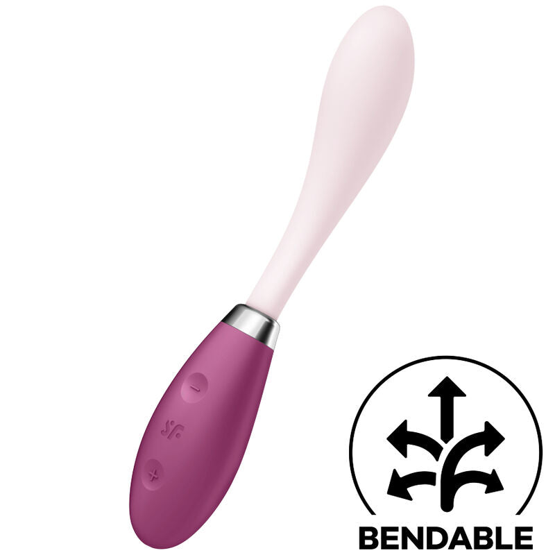 Close-up do Satisfyer Vibrador G-Spot Flex 3, destacando seu design flexível e textura suave de silicone.