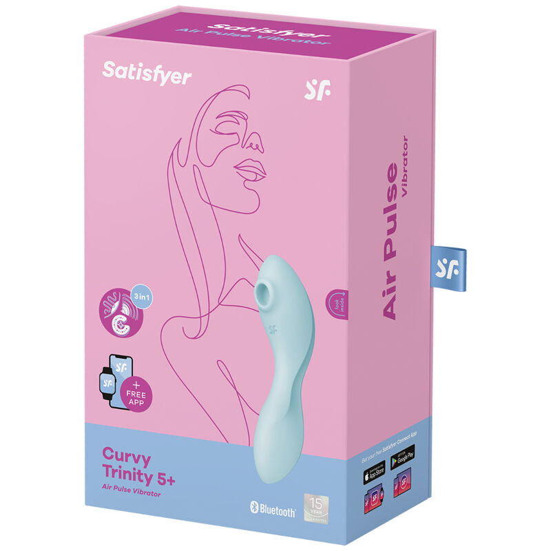 Satisfyer Curvy Trinity 5+ Estimulador de Pulso de Ar e Vibrador de Ponto G branco, mostrando seu design ergonômico e silicone macio.
