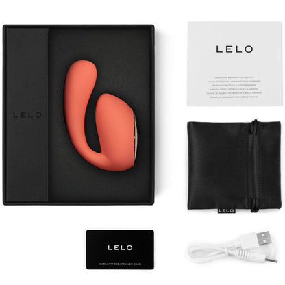 Lelo IDA Wave Massageador para Casais App WaveMotion Coral, detalhe do design e funcionalidades de prazer dual