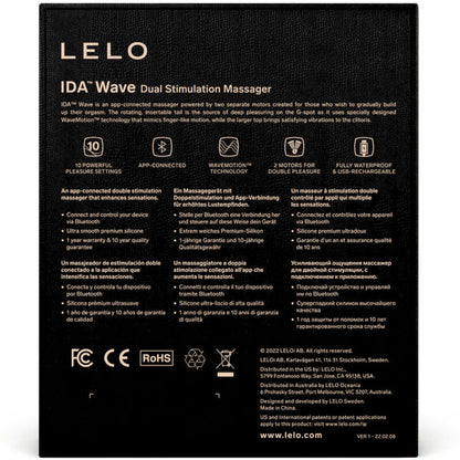 Lelo IDA Wave Massageador para Casais Preto com Tecnologia WaveMotion e Controlo por App