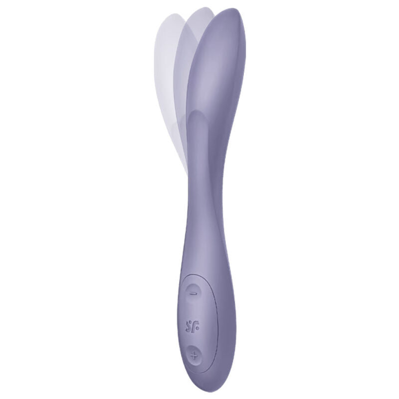Satisfyer Vibrador G-Spot Flex 2 Roxo com design ergonómico para estimulação do ponto G e clitóris.