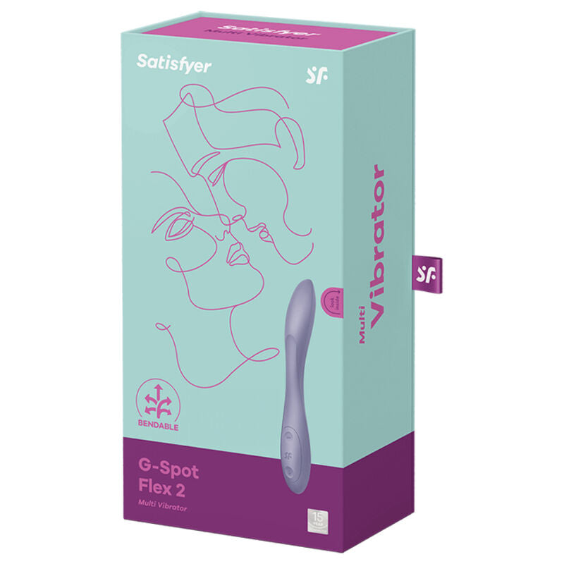 Satisfyer Vibrador G-Spot Flex 2 Roxo com design ergonómico para estimulação do ponto G e clitóris.