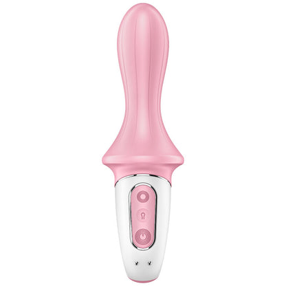 Close-up do Satisfyer Air Pump Booty 5 Connect Vibrador Anal Inflável Rosa, mostrando o design ergonómico e a textura de silicone suave.